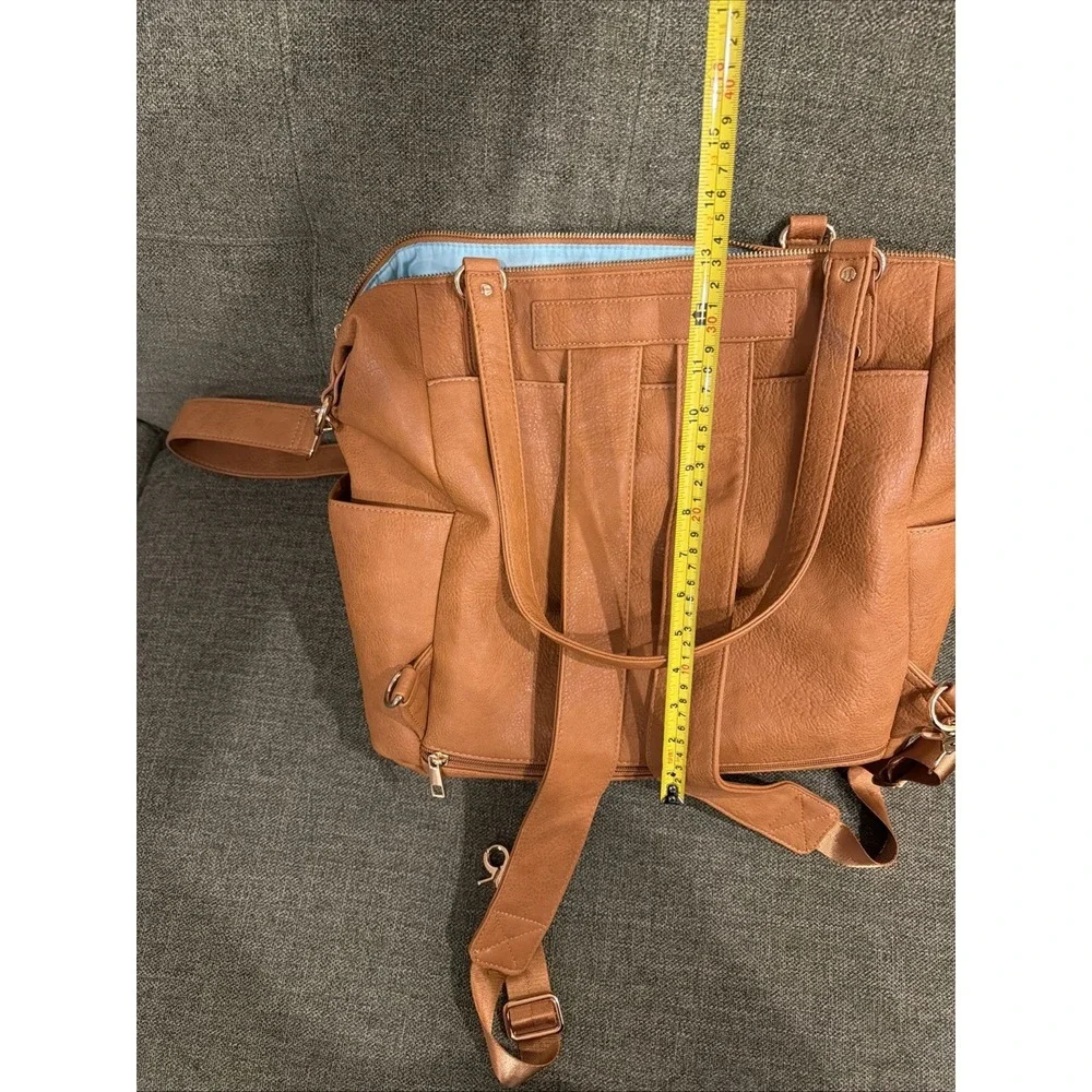 Mominside Convertible‎ Diaper Bag Backpack Brown Vegan Leather Cooler Pockets